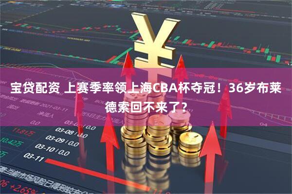 宝贷配资 上赛季率领上海CBA杯夺冠!36岁布莱德索回不来了?